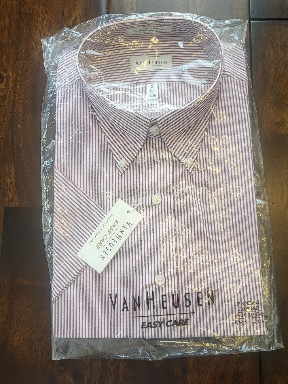Van Heusen Men's Pink and White Striped Dress Shirt Size XL 17.5